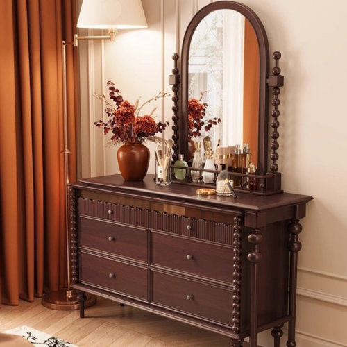 Vintage Arched Mirror Dressing Table - Bedroom furniture - QONKA HOME