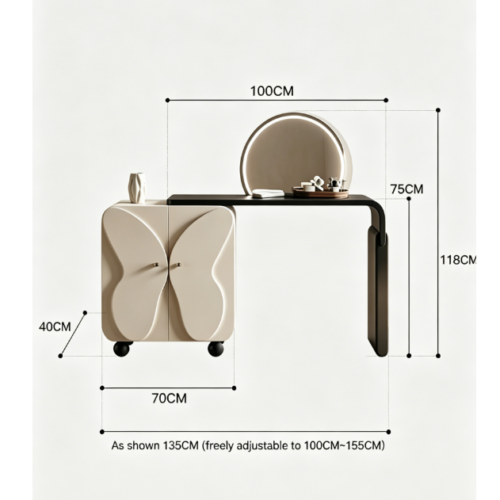 Butterfly Door Mobile Makeup Vanity Table - Bedroom furniture - QONKA HOME