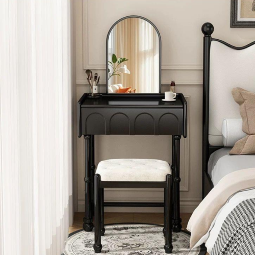 Retro Arched Mirror Makeup Vanity Set - Bedroom furniture - QONKA HOME