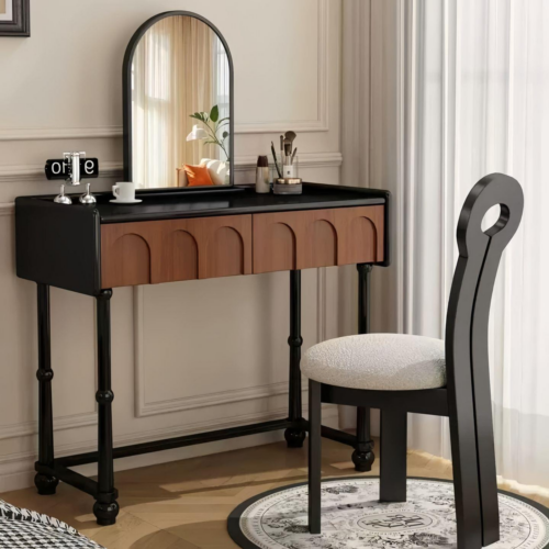 Retro Arched Mirror Makeup Vanity Set - Bedroom furniture - QONKA HOME
