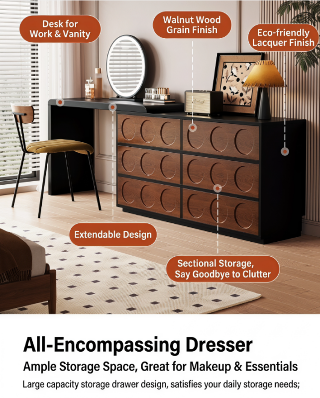 Retro Combined Extendable Makeup Vanity Table
