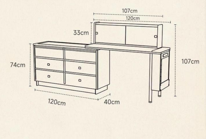 Retro Multi-functional Combined Dressing Table