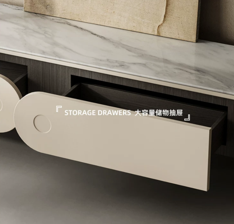 Curved Sliding Door TV Console