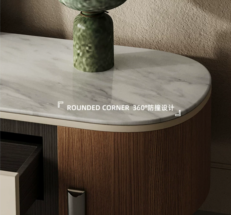 Curved Sliding Door TV Console