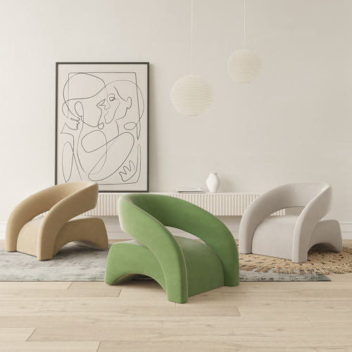 Creative Curved Accent Chair - Living room furniture - QONKA HOME