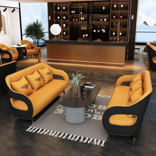 Faux Leather Reception Accent Chair - Living room furniture - QONKA HOME