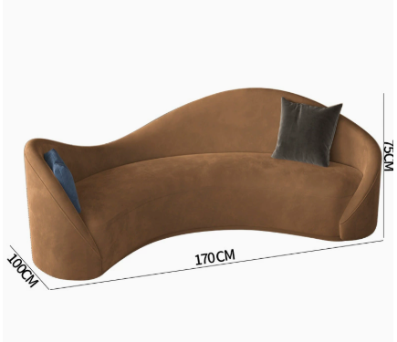 Curved Sofa, Italian Minimalist Style, Matte Fabric, for Living Rooms - Living room furniture - QONKA HOME