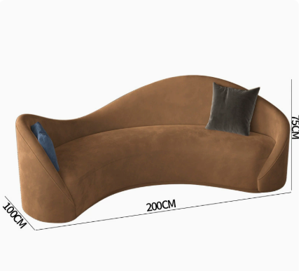 Curved Sofa, Italian Minimalist Style, Matte Fabric, for Living Rooms - Living room furniture - QONKA HOME