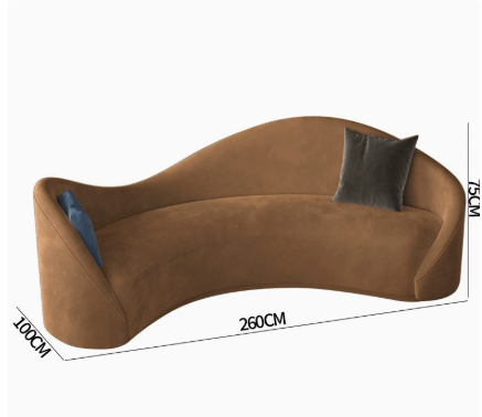 Curved Sofa, Italian Minimalist Style, Matte Fabric, for Living Rooms - Living room furniture - QONKA HOME