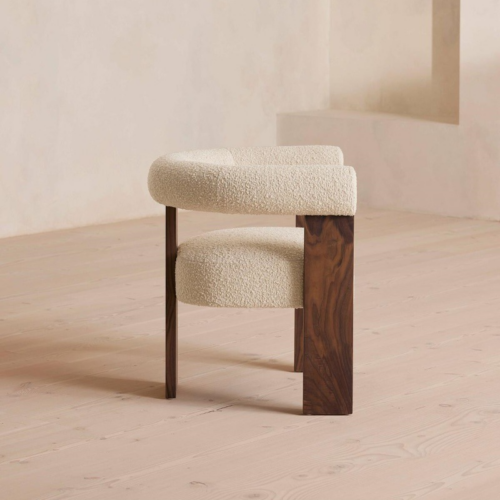 Minimalist Lambswool Wooden Armchair - Living room furniture - QONKA HOME