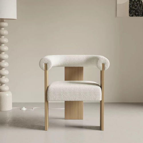 Minimalist Lambswool Wooden Armchair - Living room furniture - QONKA HOME