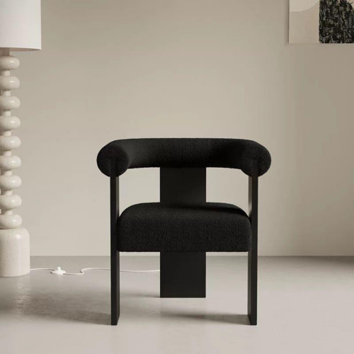 Minimalist Lambswool Wooden Armchair - Living room furniture - QONKA HOME