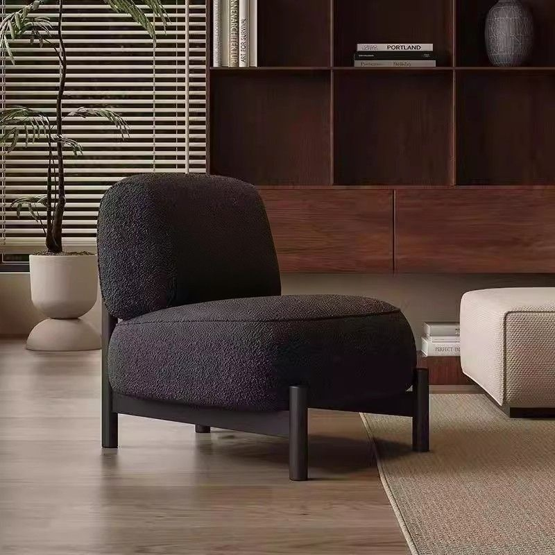 Modern Boucle Fabric Armless Accent Chair