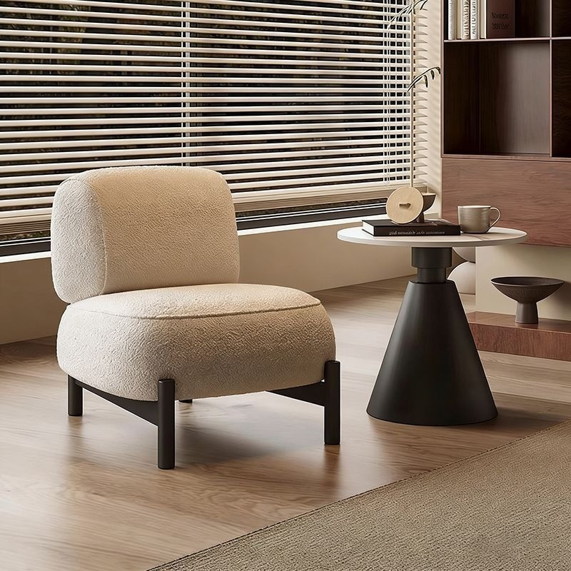 Modern Boucle Fabric Armless Accent Chair