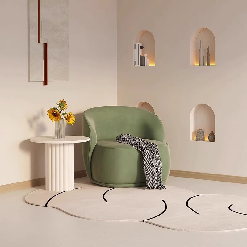 Curved Single Accent Armchair - Living room furniture - QONKA HOME