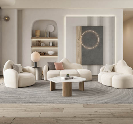 Creative Nordic-Style Plush Cloud Sofa, Mountain-Shaped Upholstered Sofa - Living room furniture - QONKA HOME