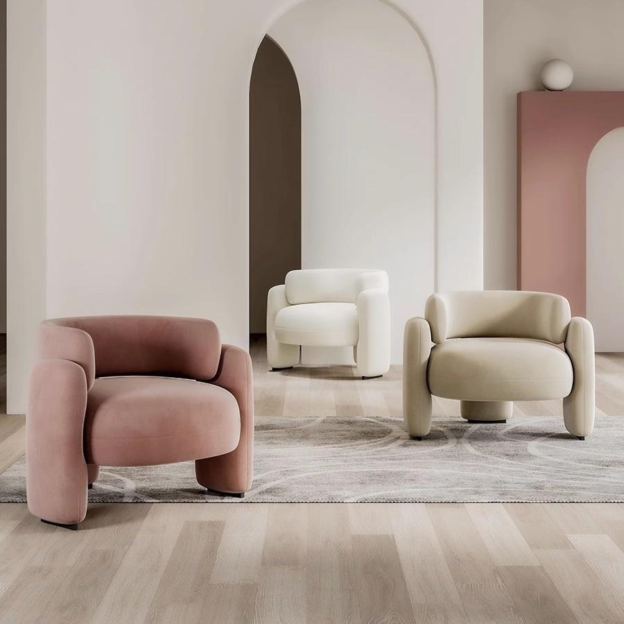 Curved Block Single Accent Armchair - Living room furniture - QONKA HOME