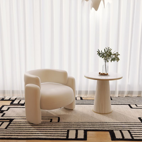 Curved Block Single Accent Armchair - Living room furniture - QONKA HOME