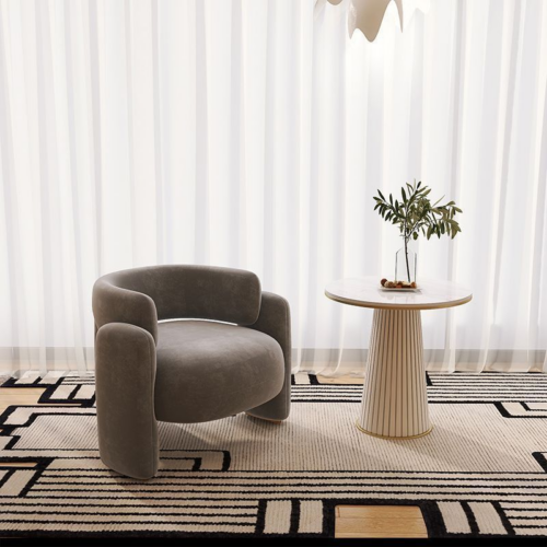 Curved Block Single Accent Armchair - Living room furniture - QONKA HOME