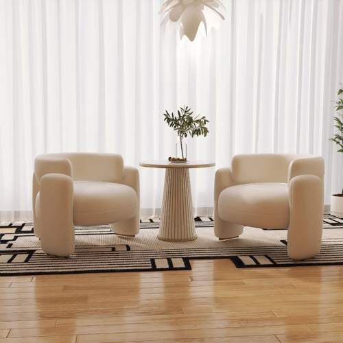Curved Block Single Accent Armchair - Living room furniture - QONKA HOME