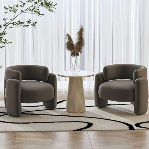 Curved Block Single Accent Armchair - Living room furniture - QONKA HOME