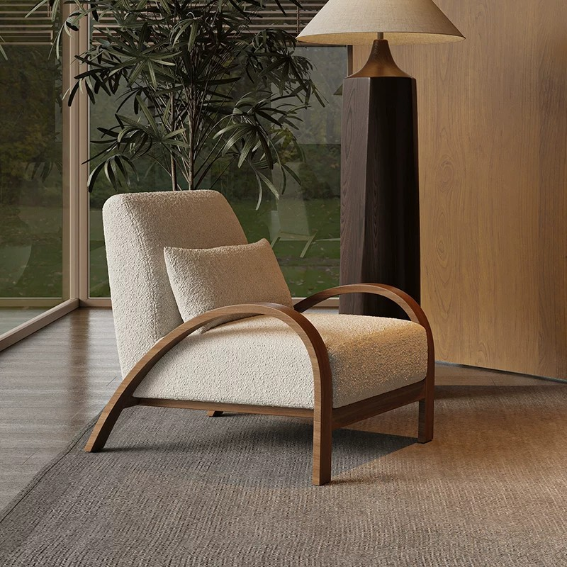 Minimalist Lambswool Single-Seater Living Room Armchair - Living room furniture - QONKA HOME