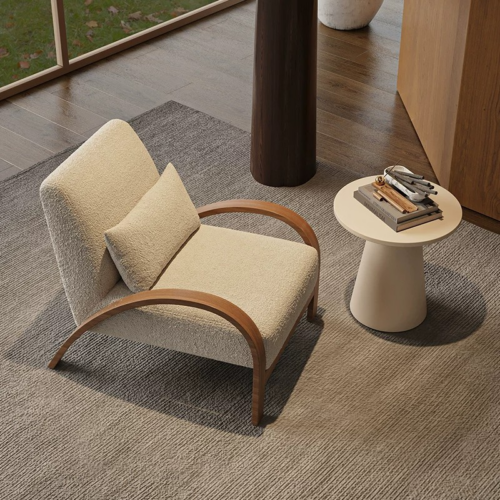Minimalist Lambswool Single-Seater Living Room Armchair - Living room furniture - QONKA HOME