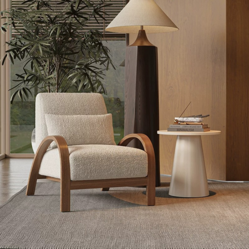 Minimalist Lambswool Single-Seater Living Room Armchair - Living room furniture - QONKA HOME