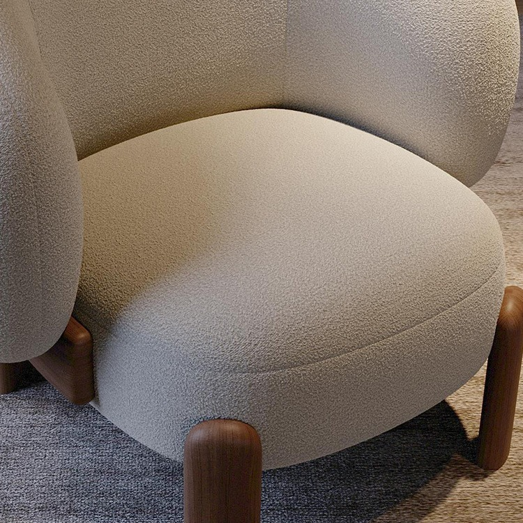Curved Boucle Lamb Fleece Accent Chair