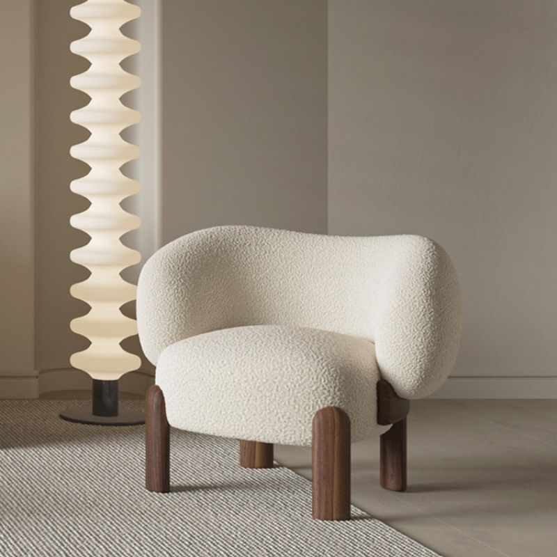 Curved Boucle Lamb Fleece Accent Chair