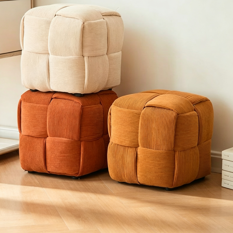 Woven Cube Ottoman Stool