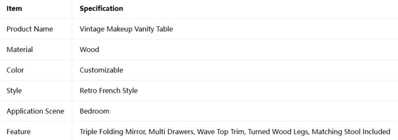 Vintage Makeup Vanity Table