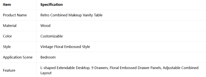 Retro Combined Makeup Vanity Table