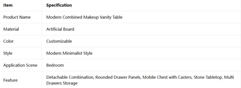 Modern Combined Mobile Vanity Table