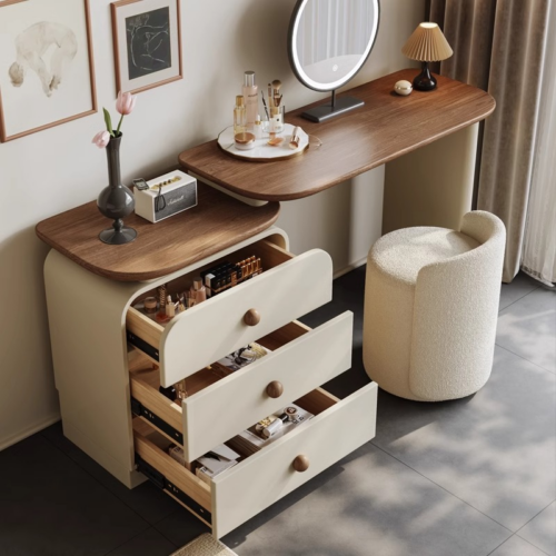 Drawer Chest Curved Bedroom Makeup Desk - Bedroom furniture - QONKA HOME