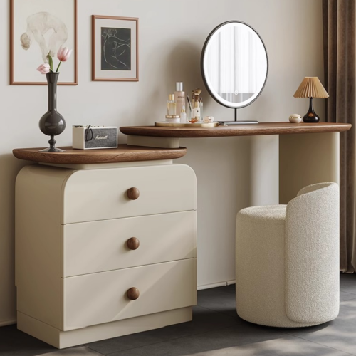 Drawer Chest Curved Bedroom Makeup Desk - Bedroom furniture - QONKA HOME