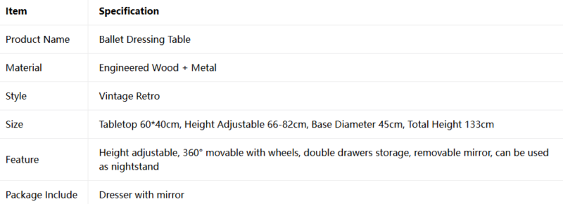 Height Adjustable Makeup Desk