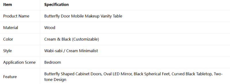 Butterfly Door Mobile Makeup Vanity Table