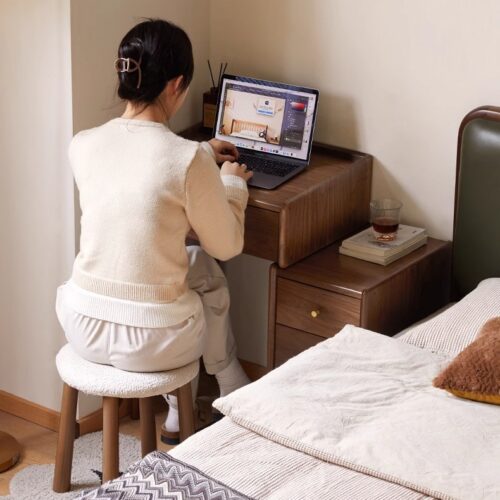 Retro Combined Dressing Table with Side Drawer Chest - Bedroom furniture - QONKA HOME