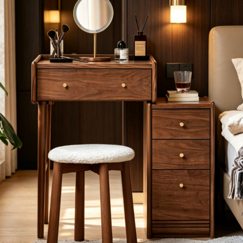 Retro Combined Dressing Table with Side Drawer Chest - Bedroom furniture - QONKA HOME