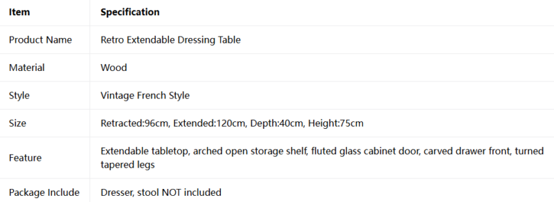 Retro Extendable Dressing Table