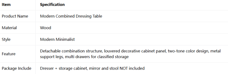 Modern Combined Dressing Table