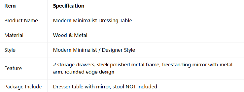 Modern Minimalist Dressing Table