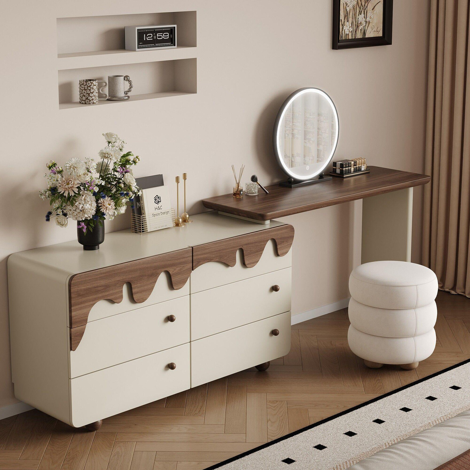 Retro Combined Makeup Vanity Table