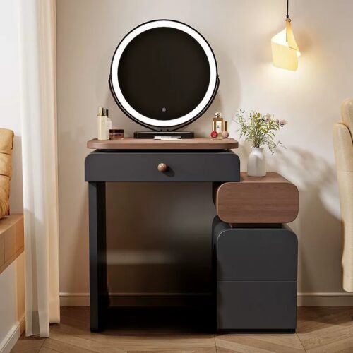 Modern Combined Vanity Table with Side Cabinet - Bedroom furniture - QONKA HOME