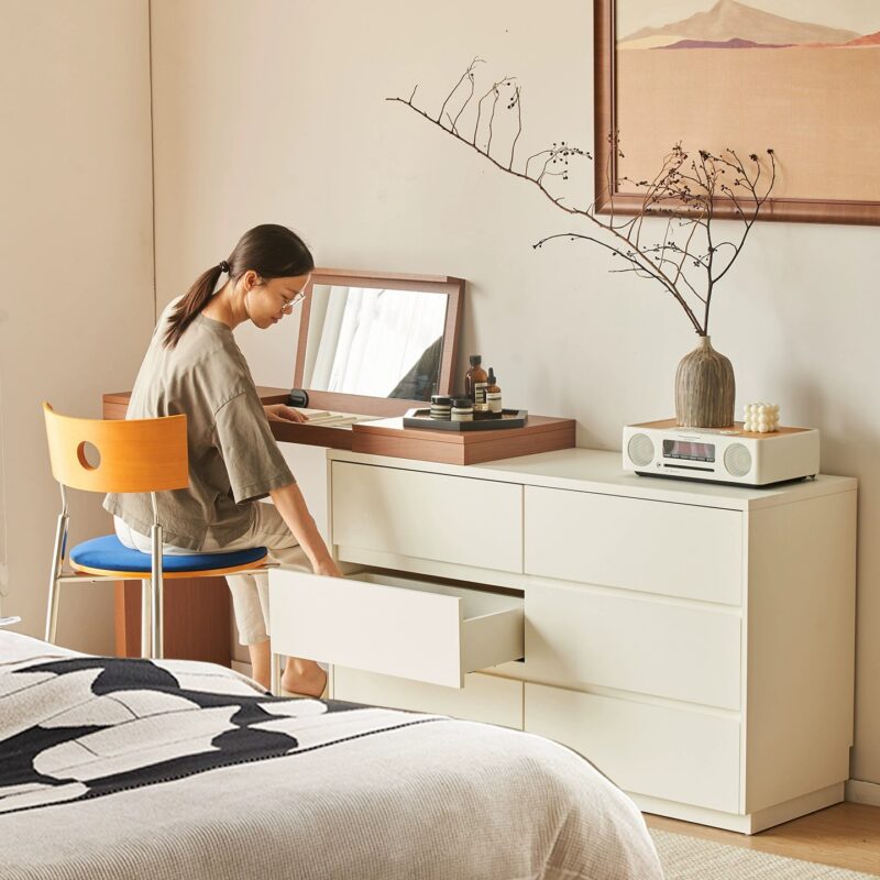 Modern Flip Mirror Combined Dressing Table