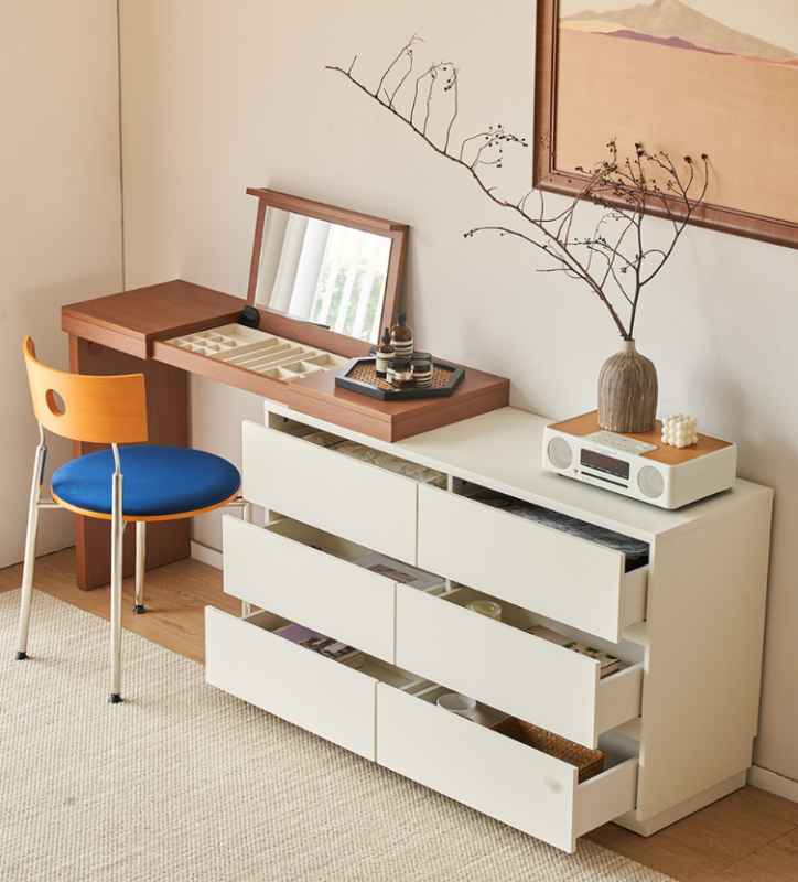 Modern Flip Mirror Combined Dressing Table