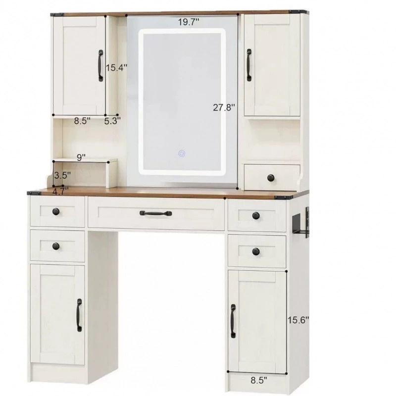 Farmhouse Integrated Dressing Table with Cabinets