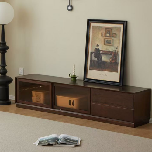 Minimalist Sliding Glass TV Stand - Living room furniture - QONKA HOME