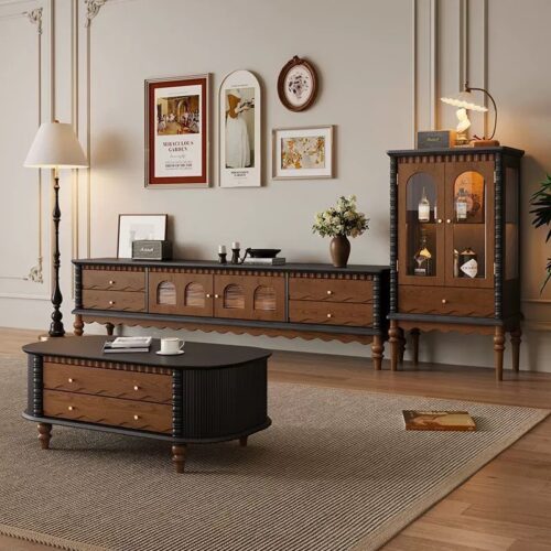 Retro Wood TV Cabinet - Living room furniture - QONKA HOME